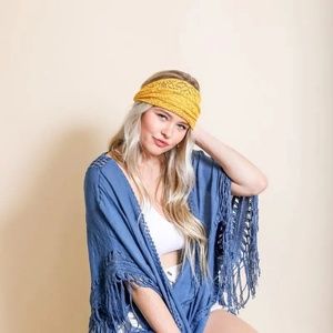 Bohemian Mustard Lace Stretch Headwrap